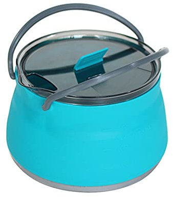 Fiacvrs Folding Saucepan, Outdoor Camping Portable Folding Silicone Cookerware Boiling Water Steamer With Lid,1 Liter (Blue)