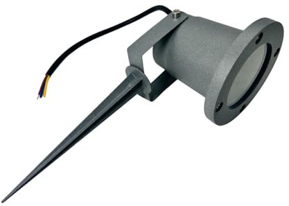 Partenopeautensili® Faretto orientabile con picchetto gu10 da esterno giardino segnapassi luce lampada a led (SENZA LAMPADA, ARMATURA GRIGIA)