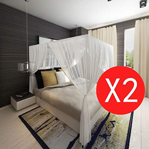 Ksodgun - Zanzariera da letto quadrata, 220 x 200 x 210 cm, 3 aperture, 2 pezzi