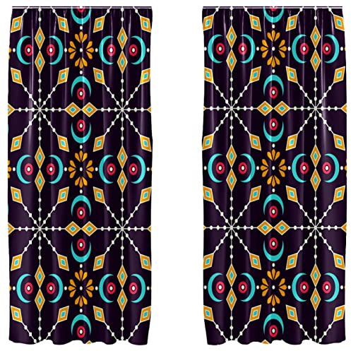 2 Flächenvorhang-Set, leichte dekorative Paneele 2er Set und Stangentasche, 139,7 x 213,4 cm, Bohemia Vintage Retro Boho