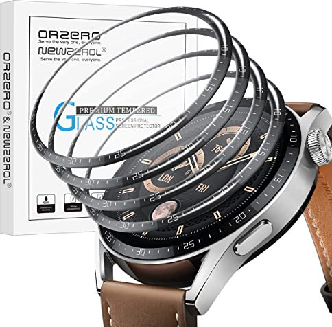 NEWZEROL 4 Stück kompatibel für Huawei Watch GT 3 46mm Displayschutzfolie [Kantenabdeckung] 3D Carbon Fiber Edge Film Blasenfreier Hochauflösender Anti-Kratz-Schutz - Transparent