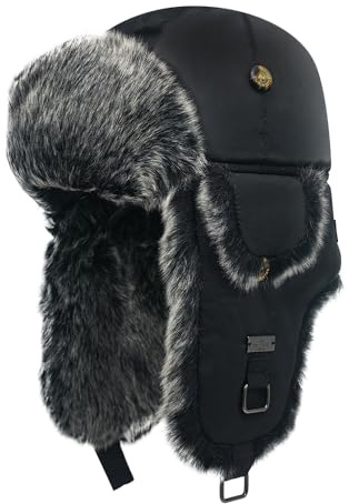 Alkaidstar Unisex Fliegermütze Rib Bomber Aviator Pilot Hat Faux Fellmütze Winter Russische Mütze Herren Bomber Hut Fliegermütze Erwachsenen Wintermütze Ohrenschützer