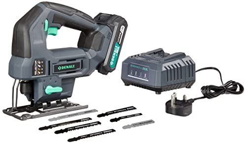 Amazon Brand - Denali by SKIL 18 V (20 V Max) Jig Saw Kit, Includes 2.0 Ah Lithium Battery and Charger, Blue
