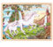 goki 57366 - Einlegepuzzle Einhorn aus Holz, Holzpuzzle mit Pferden in idylischer Landschaft, Lernspielzeug und Kinderpuzzle, fördert Fantasie und Motorik der Kinder, 40cm x 30cm, 48er Set, ab 3 Jahre