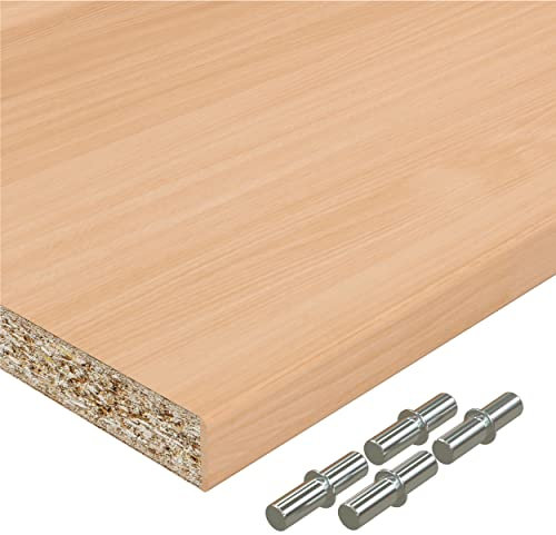 AUPROTEC Einlegeboden Regalboden 19 mm Holz Zuschnitt nach Maß Größe bis max 500 mm breit x 400 mm tief Dekorplatte mit Umleimer ABS Kante: Farbe Buche