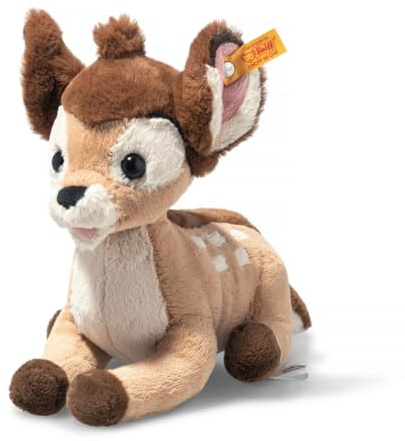 Steiff Disney Originals Bambi cuddly toy, cute stuffed toy with plastic eyes, children, boys & girls, friends, plush toy 21 cm, multi-coloured, 024689