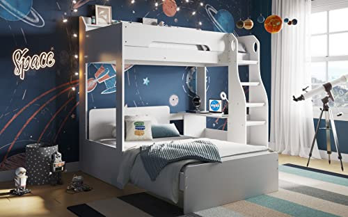 Flair Cosmic L Shaped Triple Bunk Bed - White