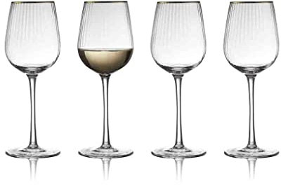 Lynby Glass 27578 Palermo Gold White Wine Glass, 10.1 fl oz (300 ml), 4P