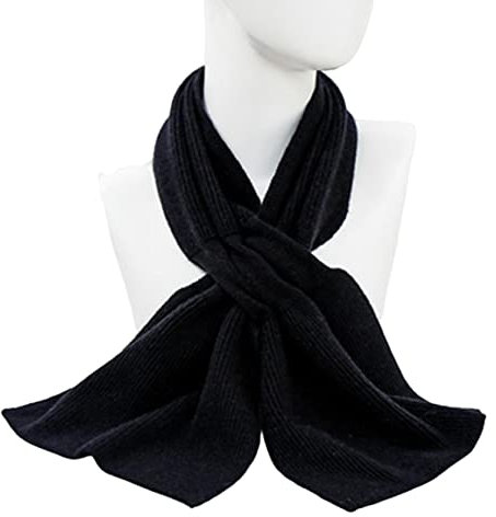 Bysonglezai Schal Damen Schals Halstuch Herren Mütze Frühling Herbst Winter Damen Warmer Latzschal Winter Dicke Wolle Gestrickt Bowknot Cross Neck Guard Schal Schwarz