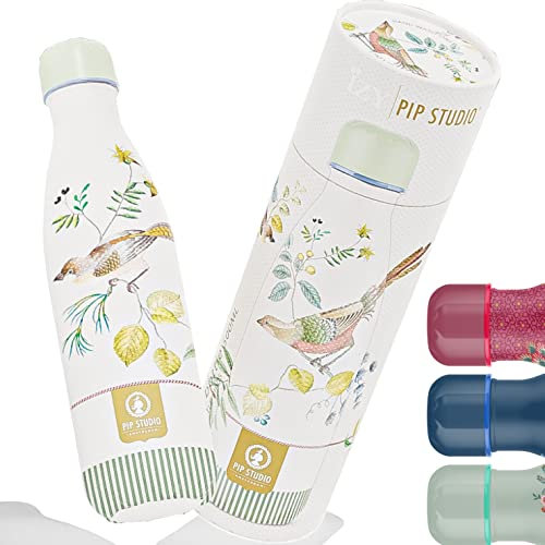 IZY Trinkflasche, Pip Studio, Little Birds Weiß, Wasserspende, Thermoskanne, Wasserflasche, Thermobecher, BPA-frei, Trinkflasche aus rostfreiem Stahl, Heiß oder kalt für 12 Stunden, 500 ml