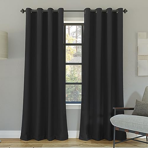 Sun Zero Nordic 2-Pack Theater Grade Noise Reducing Extreme 100% Blackout Grommet Curtain Panel Pair, 52 x 96, Coal Gray, 52 x 96