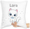 Kissen 40x40 Zierkissen - Süße Katze Katzen Katzenmotiv Cat Cats - 40 x 40 cm - Weiß - personalisiertes katzenmotiven sofakissen katzenliebhaberin kissenhülle katzenbesitzerin Katzenliebhaber