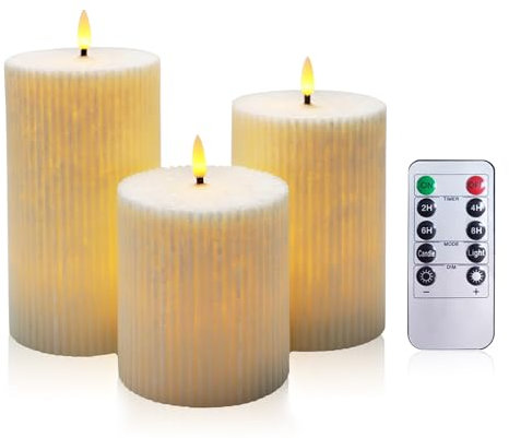AiiBowy [3er Set Led Kerzen 4/5/6”, Flammenlose Kerzen mit Fernbedienung Timer Funktion Batteriekerzen, Weihnachtskerzen, LED Stabkerzen Home Deko, Wohnzimmer, Outdoor, Geburtstag, Party,(Weiß)