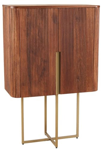 Riess Ambiente Design Highboard Gatsby - 125cm - braun mattgold - Mangoholz im Retro-Design