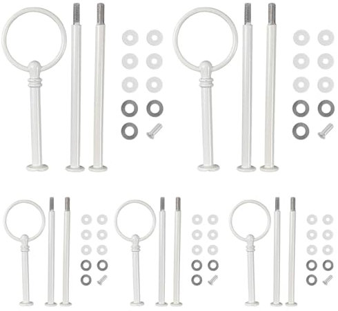 Nchdewui 5 Pack Etageren Stangen, Etagere Stangen Set, Etagere Bausatz, Metallstangen Mittellochausstech für Hochzeitstorte Etagere Tortenständer Tortenhalter Torten (Weiß)