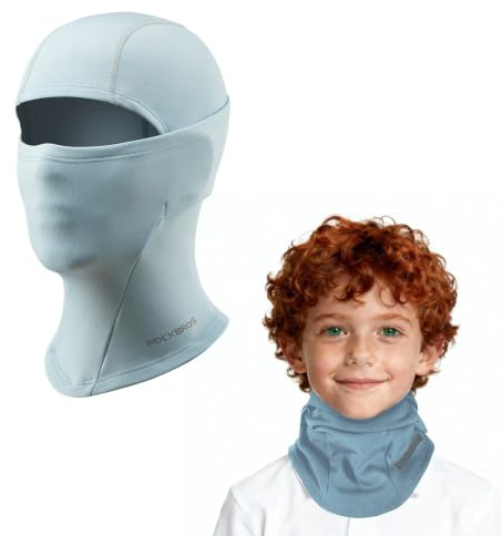ROCKBROS Cagoule Polaire Cyclisme Garçon Fille Adolescent Coupe-Vent Automne Hiver Balaclava Enfant Respirant Thermique Souple Confort sous Casque Sports Vélo Snowboard Ski Course Polyester Bleu