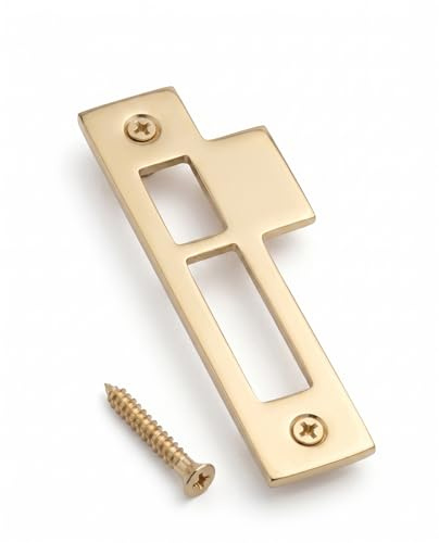 4-7/8 Satin Brass Door Strike Plate Latch for Mortise, Antique, Vintage, Keeper, Striker, Solid Brass, 4.37 (Replacement for 4-3/4 and 5)