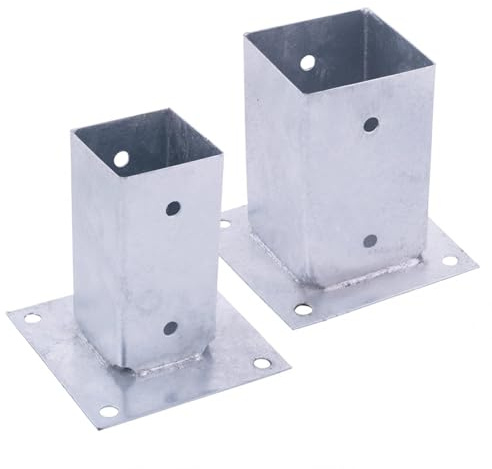 BOOMET Aufschraubhülse für Vierkantpfosten · 2 Stück 71x71mm · 7x7cm / 9x9cm · feuerverzinkt · Stabile Bodenverankerung · Korrosionsbeständige Bodenhülse · Zaunpfosten Befestigung