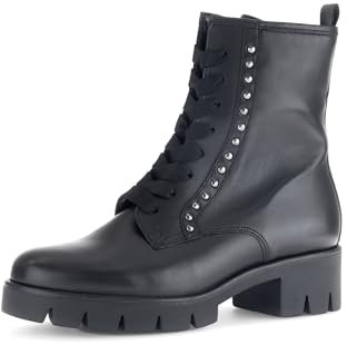 Gabor Damen Schnürstiefeletten, Frauen Stiefeletten,Best Fitting,Kurzstiefel,uebergangsschuhe,schwarz(Altsilber),40.5 EU / 7 UK