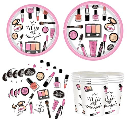 Lot de 96 fournitures de fête de maquillage pour spa comprenant des assiettes de maquillage et des serviettes de table. Vous êtes des citations inspirantes incroyables pour filles et femmes,