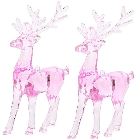 Cabilock 2St hängende weihnachtsverzierung Weihnachts-Rentier-Statue Hirschstatuen und Figuren Weihnachtsbaumbehänge winterdeko christbaumanhänger Weihnachtsanhänger Elch- Acryl Rosa