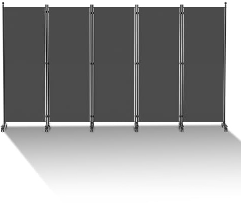Hebitod Paravent Raumteiler auf Rollen, 5 Teilig 284x181cm Raumteiler Freistehend Trennwand Paravent,blickdichter, Sichtschutz Room Divider Innen für Zuhause Büro Terrasse|Anthrazit