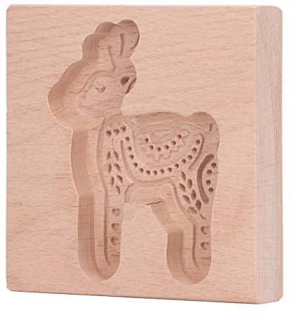 Aus Buchenholz Geschnitzte Ausstechform Aus Holz, Lebkuchen-Stempelform mit Schöner Gravur, für Kekse, Brot und Schokolade (Reh)