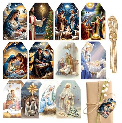 Weihnachtsschmuck-Kits, Weihnachtsetiketten | Bunte Dekoration zum Aufhängen zur Geburt Jesu - Weihnachtsbaum Anhänger, Feiertagsfeierzubehör für Kaminfenster, Baum