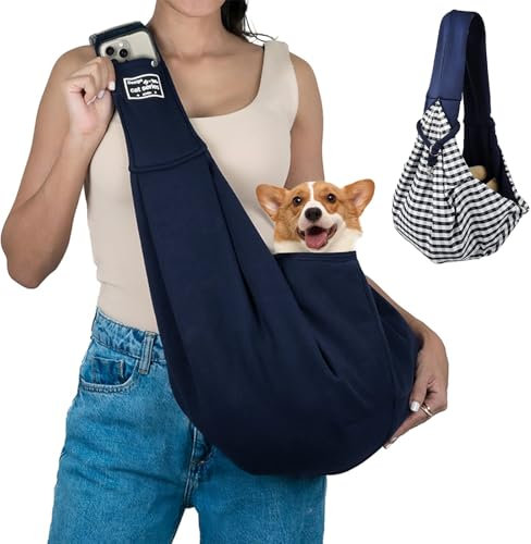 XHYASD Hundetragetasche bis 7.5 KG, Tragbar Umhängetasche für Haustiere, Verstellbare Tragetasche Hund für Spaziergang Aktivitäten im Freien und Ausflüge (Blau)