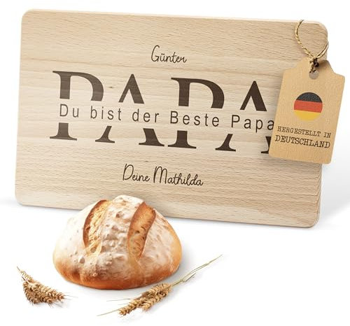 Amari ® Personalisiertes Holzbrett (004.01.) - Individuelles Frühstücksbrettchen mit Hochwertigem UV-Druck für Kinder - Personalisiertes Vesperbrettchen, Frühstück Brettchen, Schneidebrett (Eckig)