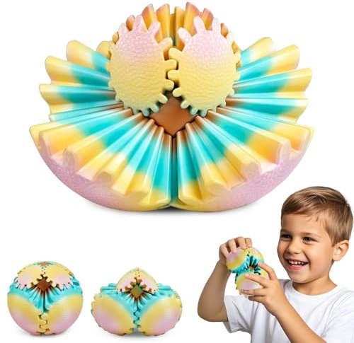 Gear Ball Fidget Spielzeug für Kinder Erwachsene 3D Gedruckt Stressabbau Zahnrad Kugel Büro Weihnachten Ostergeschenke Geburtstagsgeschenke Sensorisches Spielzeug(Morgensonne, 6cm)