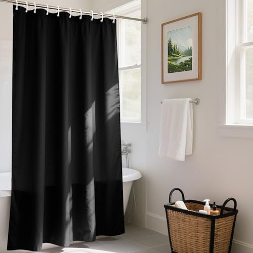REDKEY Duschvorhang 240x200 cm mit Gewicht Unten, Anti-schimmel Badvorhang, Waschbar Schnelltrocknend Wasserabweisend PVC Textil, Antibakteriell Badewanne Vorhang mit 16 Haken für Bad Dusche, Schwarz