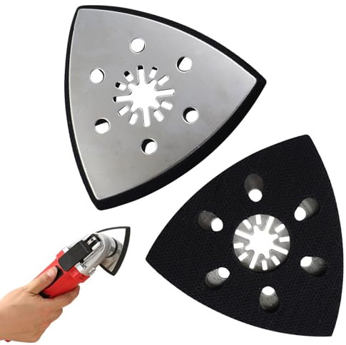 2 placas de lijado triangulares de 93 mm, multiherramienta, placa de lijadora triangular, accesorios de lijado y pulido para madera, plástico duro, metal, eliminación de óxido