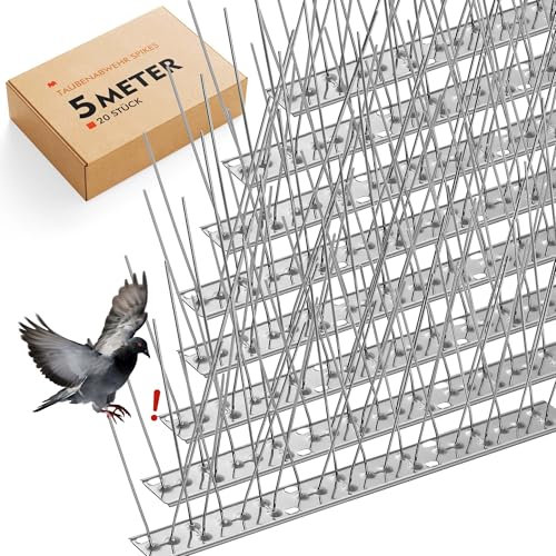 Taubenabwehr Spikes 5M, Taubenschreck aus Hochwertigem, Korrosionsbeständigem Edelstahl, Taubenschutz für Balkon, Dachgärten Oder Sichtschutzwände