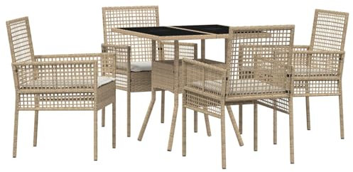vidaXL Garten Essgruppe 5 STK. Beige Poly-Rattan
