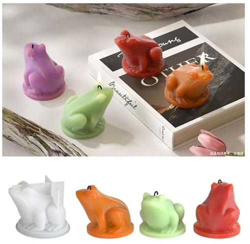 UR URLIFEHALL 1 moule en silicone 3D en forme de grenouille en forme de grenouille pour bougies, savon, chocolat, décoration de maison, jardin
