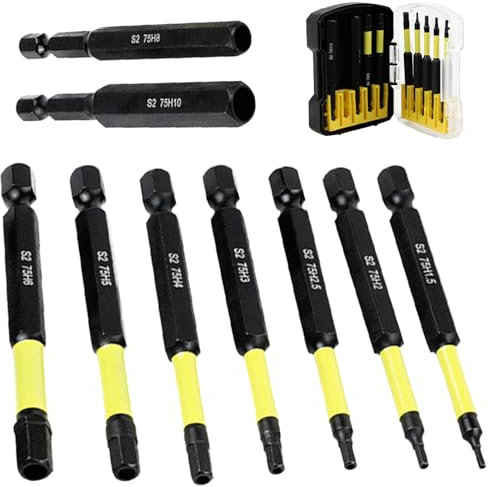 9 brocas hexagonales largas de cabeza hexagonal H1.5 a H10 con punta para proyectos de bricolaje fáciles de atornillar