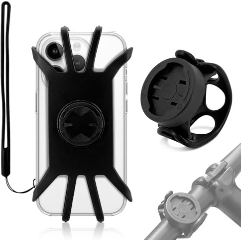 360° Drehbarer Fahrradcomputer Halterung für Garmin - Fahrradhalterung Fahrrad Vorbau Halterung mit Handyhalterung, Handy Halterung Fahrradlenker mit Silikonband, Fahrradhalter für Rennrad und MTB