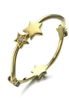 Wedding Ring, Damenring für mittelfinger Fünfzackiger Stern mit Diamant 18K Gold Größe 53 (16.9)