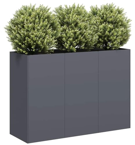 Hommdiy Pflanzkübel Hochbeete für Garten Balkon Blumenkasten Anthrazit 120x40x80 cm Kaltgewalzter Stahl