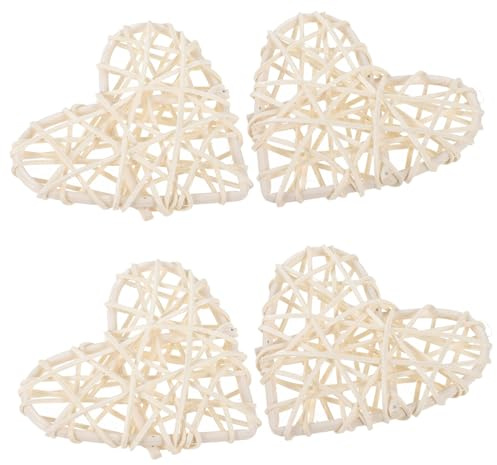 MOTHNUR Rattan Herzanhänger 9cm Geflochtene Deko Bälle Weiß Hängende Ornamente Für Tisch Fenster Feier