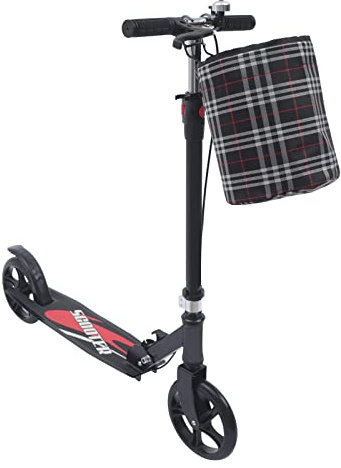Faltbarer Tretroller für Erwachsene, mit großen PU-Rädern, Höhe verstellbar, 4 Stufen, doppelte Bremse, Korb vorne, Belastung 150 kg, City Scooter für Stadt, Arbeit, Freizeit