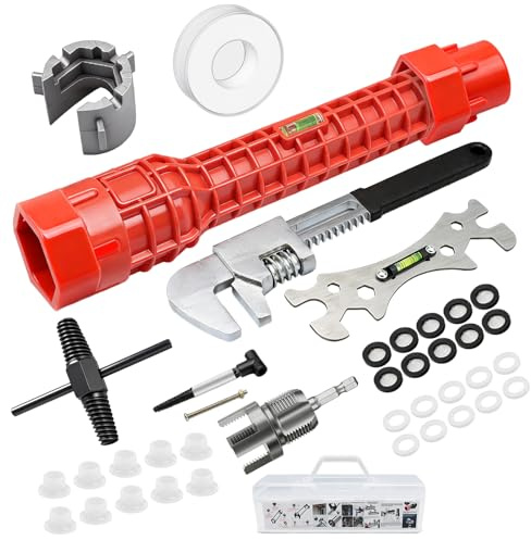 GPANDAG 39 Stück Multifunktionales Spülbeckenschlüssel-Werkzeug Set | Spültisch-Wasserhahn-Schraubenschlüssel-Sets für enge Räume, Waschbecken-Klempnerschlüssel-Set für Waschbecken, Bad und Küche