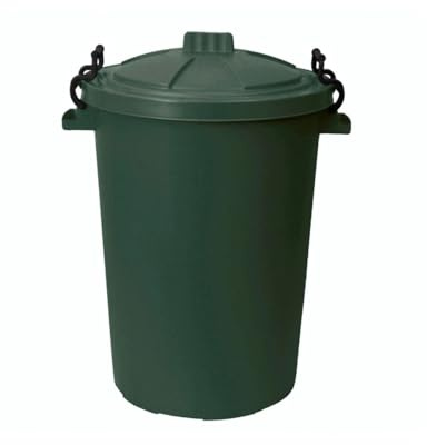 ORGANIZED 90L Heavy Duty Plastic Bin with Clip Lock Lid for Durable Storage and Waste Bin for Garden Animal Feed and Recycling Food Grade Weather Resistant Container - Dark Green