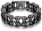 JewelryWe Mens Stainless Steel Bracelet, Heavy Wide Biker Chain Bangle, Black