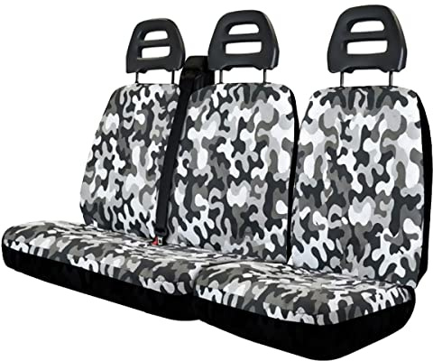Lupex Shop Universale Baumwolle Sitzbezüge für Lastwagen mit dem Sitzgurt von Oben - hell Tarnfarbe