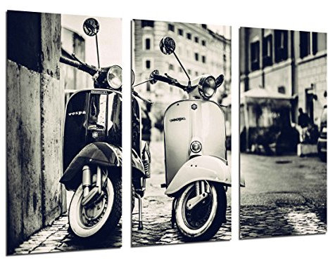 Wandbild - Bild Motorräder Vespa Vintage, 97 x 62 cm, Holzdruck - XXL Format - Kunstdruck, 26307