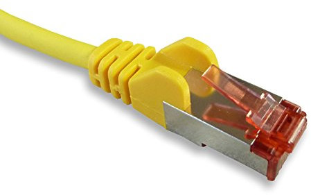 Short Yellow 0.15m CAT6 Cable/Ethernet Network Lead/Pure Copper for Improved Performance/Screened S/FTP / RJ45 Plugs / 15cm