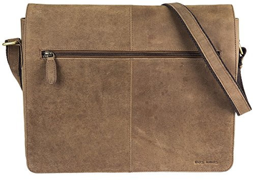 Dos Bros Hunter Leder Messenger A4 Umhängetasche Schultertasche DB-006, Farbe:Hellbraun