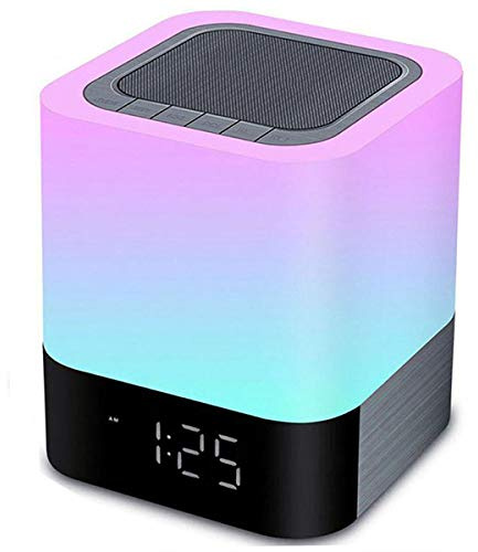 Night Light Bluetooth Speaker,HoaBoly Wireless Speakers Alarm Clock,Touch Control Bedside Lamp,MP3 Music Player,Touch Sensor Table Lamp Dimmable,Speakerphone/USB Flash Drive/Micro SD/AUX-IN Supported